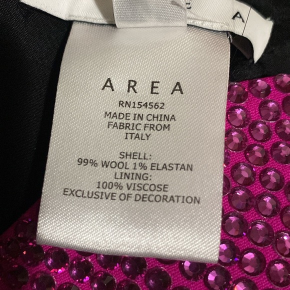 AREA Embellished Stretch Wool Heart Crop Top Fuchisia - Picture 9 of 9